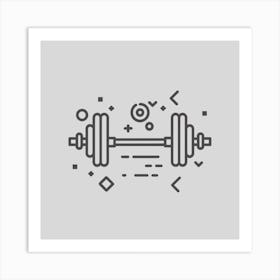 Line Icon Of A Dumbbell Art Print