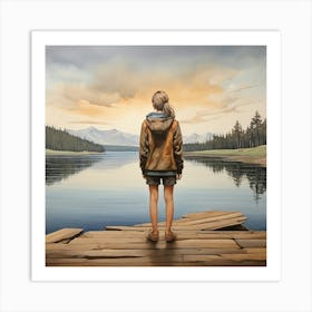 Girl On A Dock Art Print