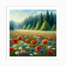 Poppies In The Meadow 5 Art Print