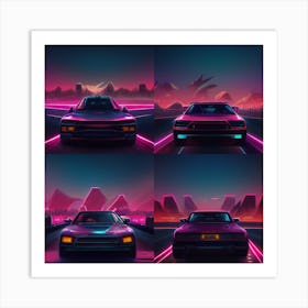 Neon Car Set Art Print