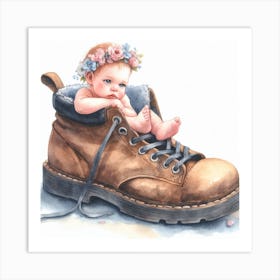 Baby In A Shoe Art Print