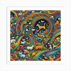 Rainbow Cats 2 Art Print