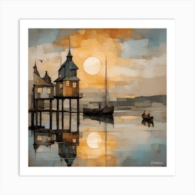 Sunset At The Pier Art Print