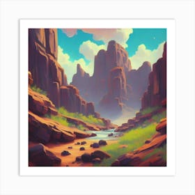 Landscape of valley rocks 5 Art Print