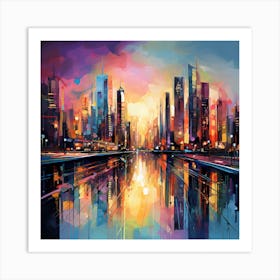 Cityscape At Night 2 Art Print