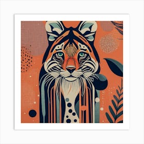 Retro orange Tiger Art Print