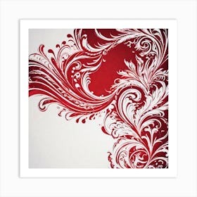 Red And White Floral Design Art Print