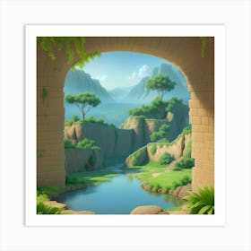 3d Animation Style A Very Beautiful View Of The Natural Landsc 0 Art Print