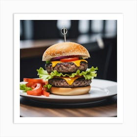 Hamburger On A Plate 60 Art Print