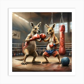 Boxing Kangaroos 3 Art Print