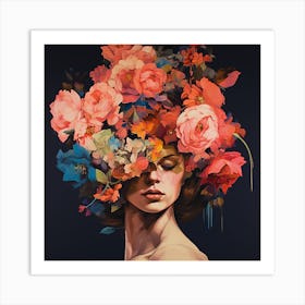 Woman With Flowers 3 Art Print