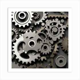 Gears On A Black Background 37 Art Print