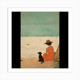 Dog On The Beach Art Print