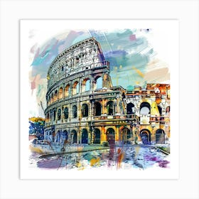 Colosseum Watercolour Painting Art Print