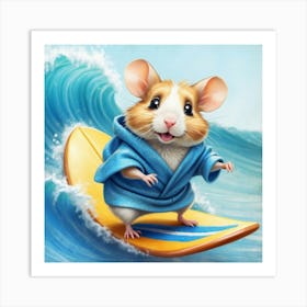 Hamster On A Surfboard 5 Art Print