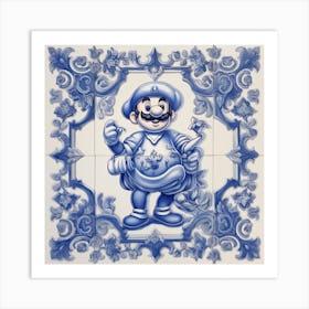 Mario Bros Delft Tile Illustration 1 Art Print