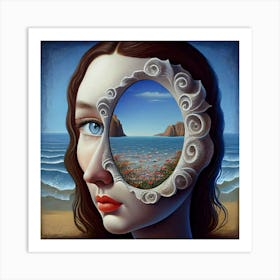 Girl In A Mirror Art Print