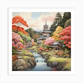 Kairakuen Gardens Japan Painting 2 Art Print 0 Art Print