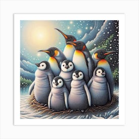 Colony of penguins 3 Art Print