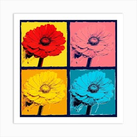 Andy Warhol Style Pop Art Flowers Calendula 3 Square Art Print