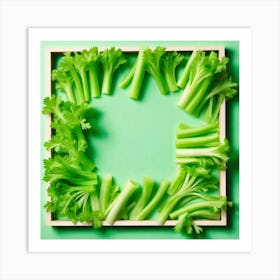 Green Celery In A Frame Art Print