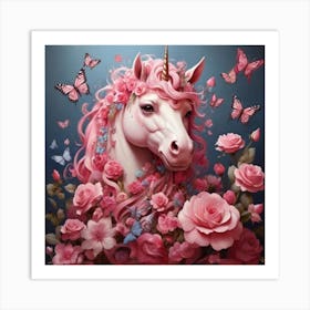 Unicorn With Butterflies Art Print