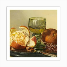 Oranges And A Glass Of Wine Art Print