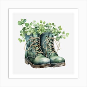 Boots With Shamrocks 1 Art Print