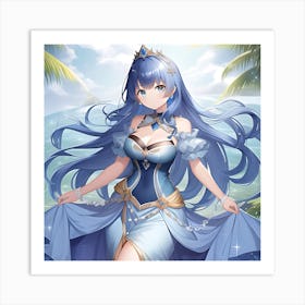 Elemental Anime Girls: Queen of the Sea Art Print