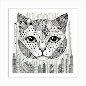 Gutter Whisker City Cat Art Print