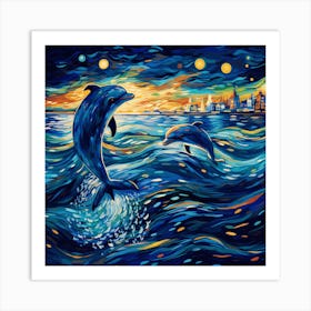 Dolphins In The Sea 1 Art Print