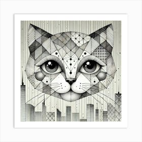 Sapphire Subway City Cat Art Print