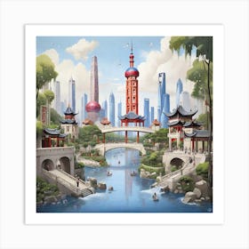 Chinese City Art Print