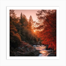 Waterfall and sun Art Print