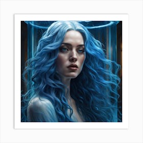 Blue Haired Girl Art Print