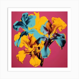 Andy Warhol Style Pop Art Flowers Iris 3 Square Art Print