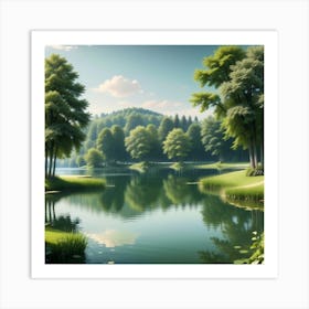 Lake In The Forest 3 Art Print