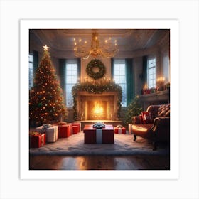 Christmas In The Living Room 25 Art Print
