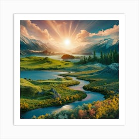 Sunrise Over The Valley Art Print