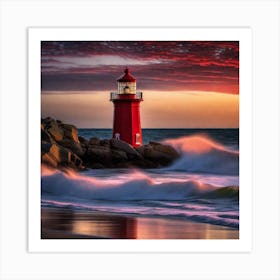 Lighthouse At Sunset 26 Art Print