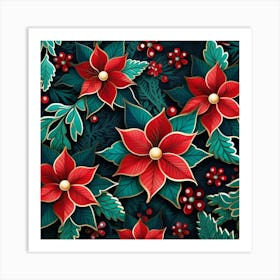 Christmas Poinsettia Art Print