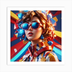 Colourful Girl In Sunglasses Art Print