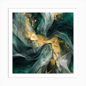 Emerald Gold Flow 12 Art Print