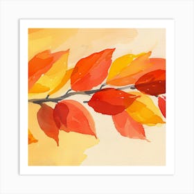 Watercolor Autumn Leaves Art Print