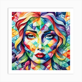 Colorful Woman'S Face Art Print