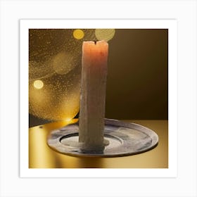 Candle On A Tray Art Print