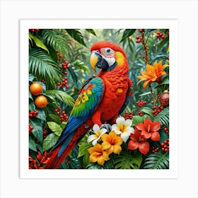 Parrot In The Jungle Art Print