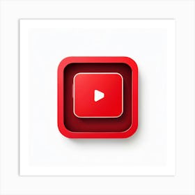 Youtube Video Streaming Platform Media Content Icon Logo Red Play Watch Channel Subscrib (6) Art Print