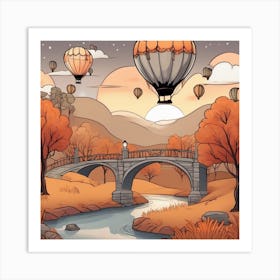 Autumn Landscape With Hot Air Balloons Art Print