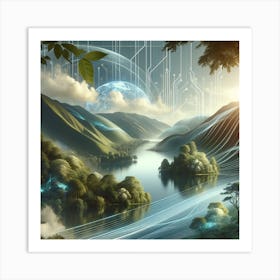 Harmony of Elements: Nature Meets Future Art Print